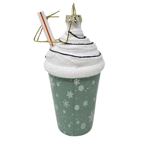 4" Pumpkin Spice Latte Glass Coffee Ornament, Christmas Party Decor Gift - Picture 3 of 3